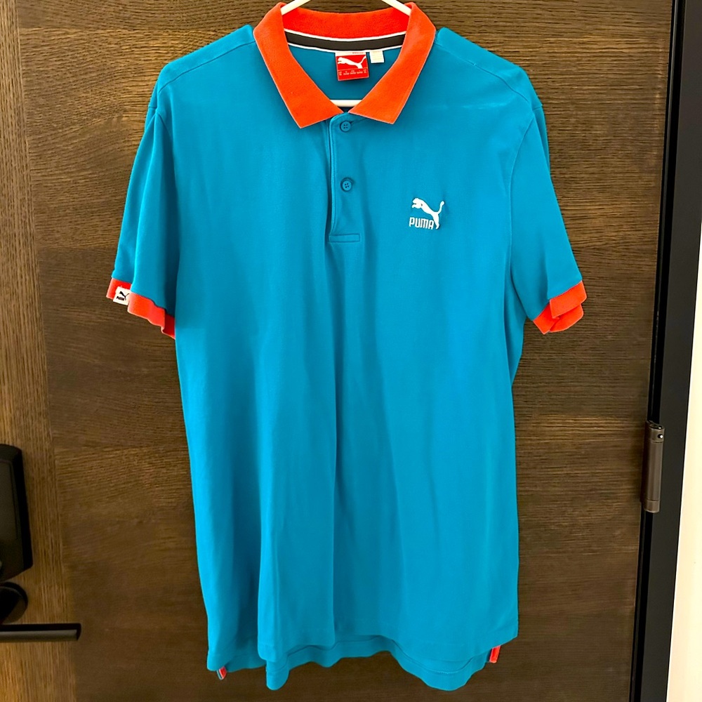 PUMA XL pink collar & turquoise polo - cotton